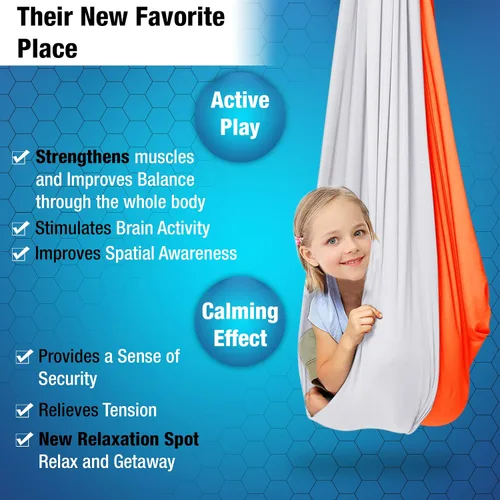 Miniatura 3 de MINGLEWOOD - Paquete de columpio sensorial – Colgador giratorio de 360° – Juego completo para niños – Necesidades especiales: ansiedad, TDAH