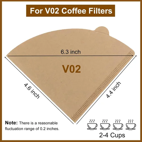 Miniatura 2 de Clinuse Filtros de café en cono #2, 100 unidades sin blanquear tamaño 02, filtros de papel natural desechables de 2 a 4 tazas, 02 filtros de cono