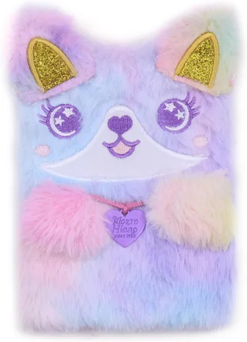 BOLLEY JOSS Lovely Animal Notebook Kids Plush Diary for Girls Women Teens Cute Cat Fuzzy Journal Writing Pad A6 Ruled 160 Pages