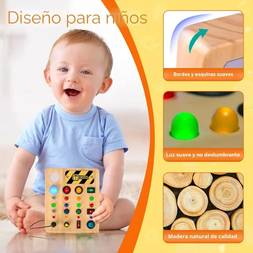 Miniatura 3 de TINTECUSA Tablero de actividades Montessori de juguete para niños pequeños, juguete sensorial de madera con clasificador de formas, juguetes de luz