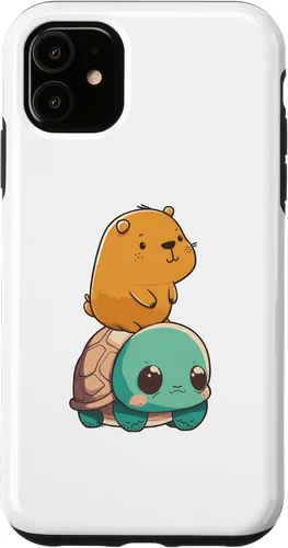 Miniatura 5 de Funda para iPhone 15 con diseño de tortuga y conejillo de indias para hombres, mujeres y niños