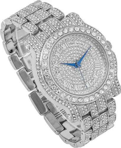 Miniatura 4 de Charles Raymond Bling-ed Out Ultimate Hip Hop Royalty Reloj para hombre con número romano de fácil lectura o indicadores de tiempo de diamantes