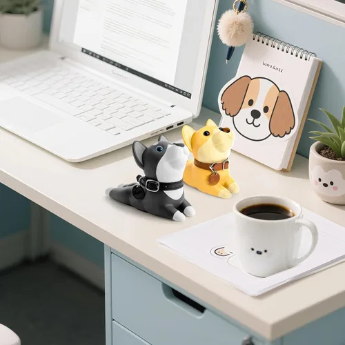 Miniatura 5 de Tope de puerta de perro lindo DomeStar, tope de puerta decorativo de animal Shiba Inu con cuña, amarillo