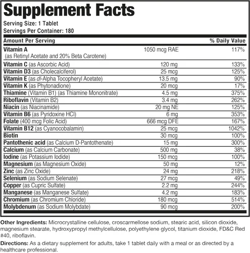Miniatura 8 de Bronson ONE Daily Multivitamínico Multimineral Completo 50+ para mujer, 180 tabletas