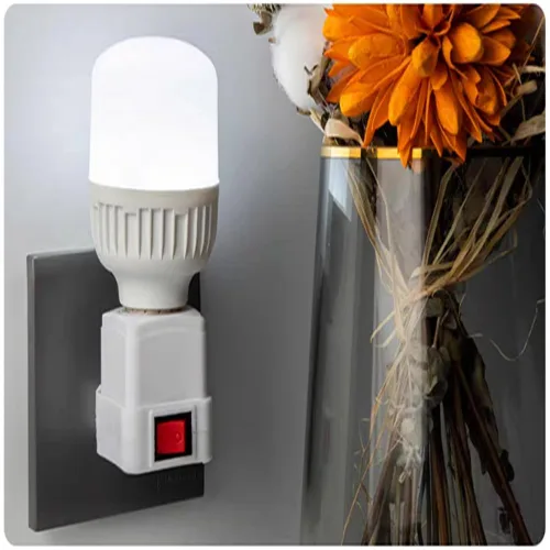 Miniatura 8 de Adaptador de extensión de enchufe E26/E27 con interruptor, enchufe de luz enchufable, convierte la toma de corriente a enchufe de bombilla
