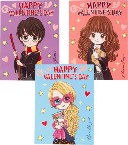 Miniatura 2 de Harry Potter Tarjetas del día de San Valentín con calcomanías para niños, paquete de 28 tarjetas y sobres, personajes de anime de Harry, Hermione