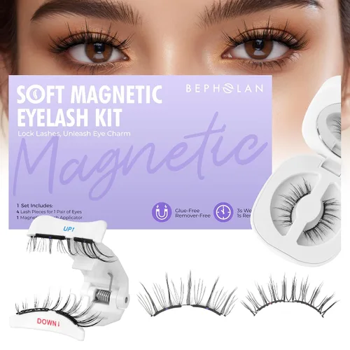 Miniatura 8 de Pestañas de Aspecto Natural Pestañas Postizas - BEPHOLAN Pestañas Postizas 3D Súper Esponjosas Pestañas Postizas Banda Transparente Pestañas Wispy