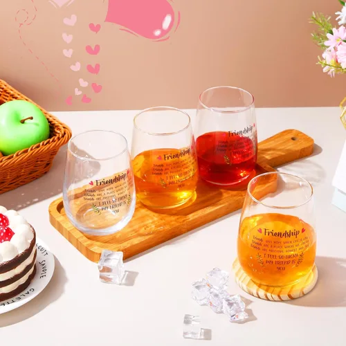 Miniatura 6 de Paquete de 4 copas de vino de la amistad de 17 onzas, regalos para el día de los galentinos, para grupos de amigos, mujeres, copas de vino sin