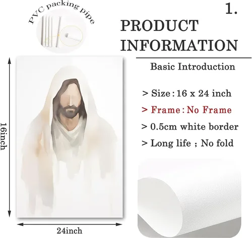Miniatura 3 de Arte de pared de acuarela de Jesús, pintura en lienzo cristiano, imágenes de las Escrituras, decoración de pared, póster con versículos bíblicos