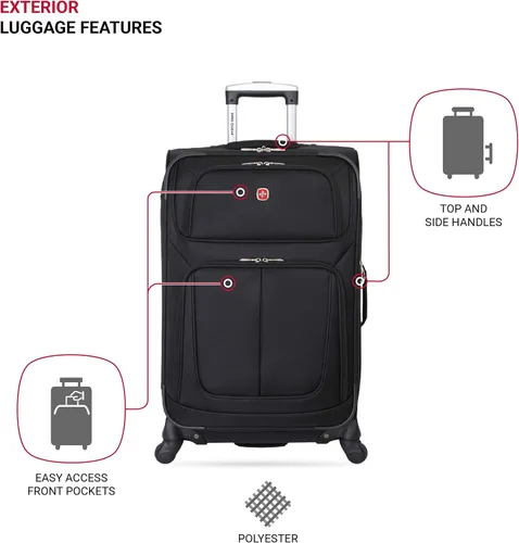 Miniatura 3 de SwissGear - Equipaje suave expandible Sion con ruedas Negro