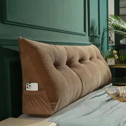 Miniatura 13 de Almohada triangular para cabecero, cojín triangular de color sólido, almohada grande de cuña para sofá cama, respaldo de dormitorio con funda de Azul