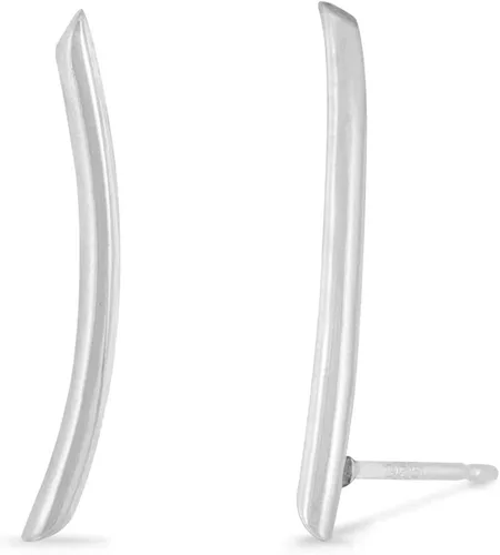 Miniatura 2 de Boma Jewelry - Pendientes de tuerca de plata de ley con barra curvada y diseño minimalista