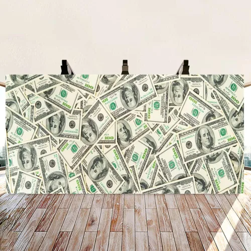 Miniatura 3 de AOFOTO Telón de fondo con temática de dinero de 6 x 3 pies, fondos para fotografía de billetes de dólar estadounidense, fondos para fotografía