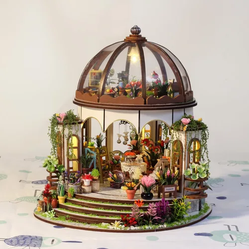 CRIOLPO Kit de invernadero de bricolaje, kits de casa en miniatura para adultos, kit de construcción de modelos de manualidades con muebles y