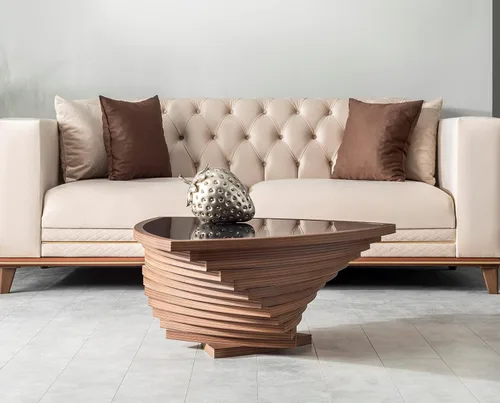 Miniatura 2 de by Papella Design, Mesas de centro de nogal natural Veener para sala de estar, mesa rústica, mesa de centro para sala, mesa central, mesa