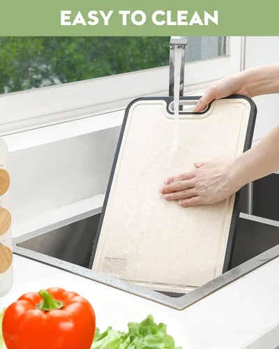 Miniatura 5 de Tabla de cortar de titanio para cocina, tabla de cortar de acero inoxidable no tóxica de doble cara, titanio puro de grado alimenticio y paja