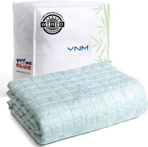 Miniatura 35 de YnM Manta con peso refrescante para adultos, terciopelo refrescante y acogedor de doble cara, manta pesada de 30 libras para parejas, uso en cuatro