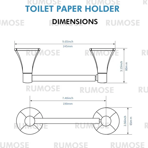 Miniatura 7 de RUMOSE Toilet Paper Roll Holder Bathroom Flexible Pivoting Tissue Handle on Wall Mounted Antique Brass Rustproof Toilet Tissue Roll Holder,Stainless