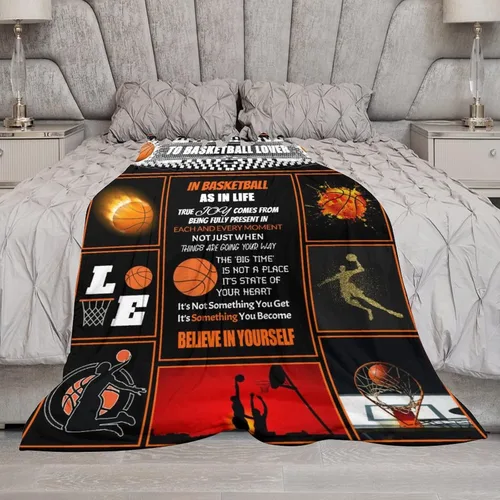 Miniatura 7 de Regalos de baloncesto para niños, manta de baloncesto para niñas y niños, mantas deportivas para jugadores, mantas de felpa para niños para sofá