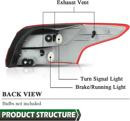 Miniatura 8 de GRAND ORANGE Conjunto de luces traseras, lámpara trasera izquierda del lado del conductor, luz de freno compatible con Ford Focus 4 puertas Sedan
