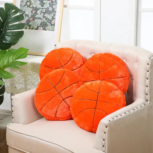 Gerrii 4 almohadas deportivas de baloncesto, softbol, fútbol, voleibol, tenis, cojín de felpa esponjoso, regalo para noche de personas mayores,