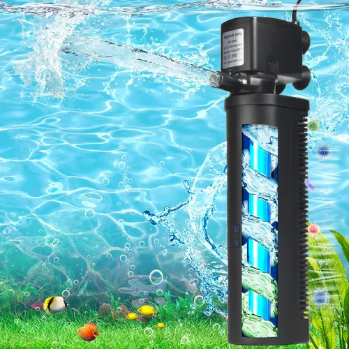 Filtro U-V para acuario de 300 GPH para tanque de peces grande de 80-200 galones, potente bomba sumergible interna, máquina limpiadora de agua