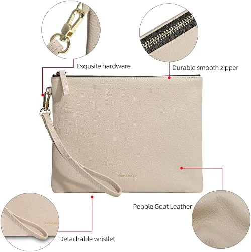 Miniatura 2 de DORISJACKY Bolso de mano de piel de cordero para mujer grande suave con correa Embrague