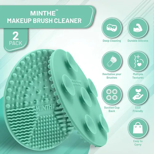 Miniatura 2 de MINTHE Alfombrilla limpiadora de brochas de maquillaje Paquete de 2 Almohadilla de limpieza de maquillaje de silicona