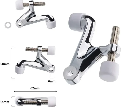 Miniatura 3 de Paquete de 2 topes de puerta con pasador de bisagra, ajustable y resistente, 2-3/8 x 15/16, práctico tapón de puerta para bisagras de puerta