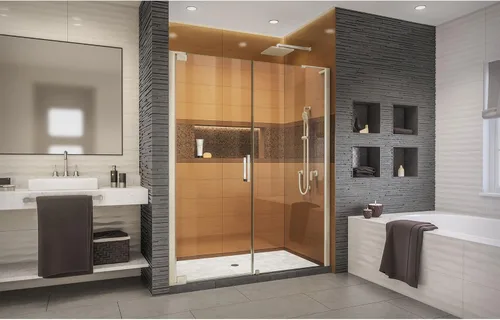 Miniatura 6 de DreamLine Elegance-LS SHDR-4328300-04 - Puerta de ducha pivotante sin marco de 56 3/4 - 58 3/4 pulgadas de ancho x 72 pulgadas de alto en níquel