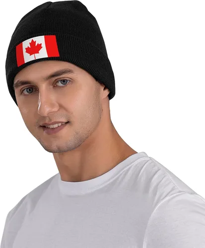 Miniatura 5 de Gorro de punto holgado con diseño de calavera y diseño de bandera canadiense, gorro de invierno