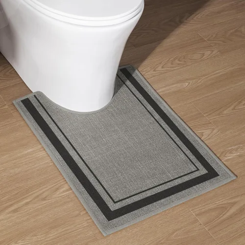 Miniatura 20 de chakme Juego de 2 alfombras de baño ultrafinas, absorbentes, antideslizantes, lavables a máquina, color beige oscuro, 17 x 24 pulgadas + tapete