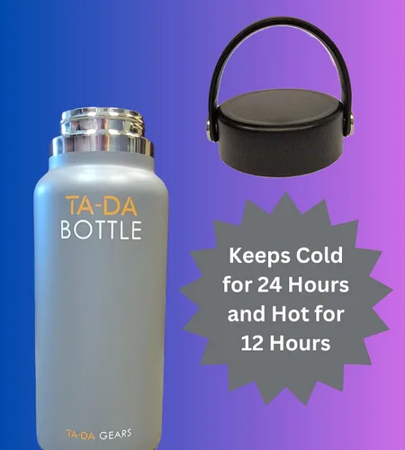 Miniatura 4 de TA-DA Botella de acero inoxidable con enfriador de latas, fría hasta 24 horas y caliente hasta 12 horas, el enfriador de latas es más cómodo