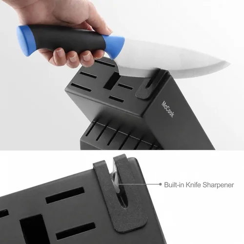 Miniatura 2 de McCook® Juegos de cuchillos, juegos de bloques de cuchillos de cocina de acero inoxidable alemán con afilador incorporado Azul