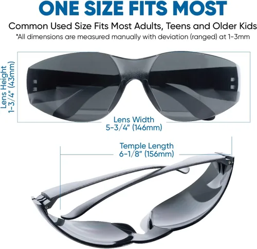 Miniatura 4 de amoolo Gafas de seguridad teñidas a granel de 24, gafas de sol protectoras, lentes de humo oscuro para protección UV, protección ocular resistente a