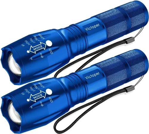 Miniatura 8 de Victoper Linterna LED Paquete de 6, Linternas Tácticas Brillantes de 2000 Lúmenes de Alto Lumen con 5 Modos, Linterna con Zoom de Enfoque Negro