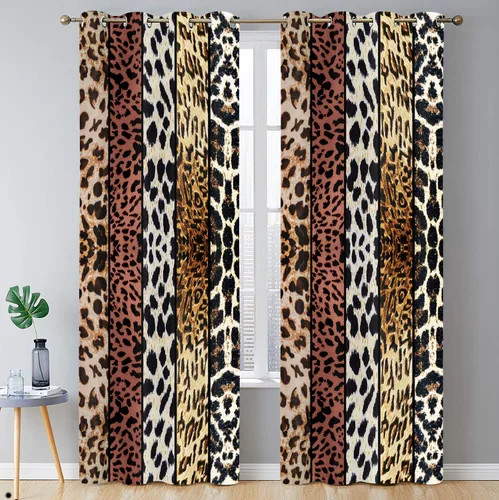 Miniatura 23 de Cortina opaca con estampado de animales salvajes, para oscurecer la habitación, con aislamiento térmico, con ojales para sala, comedor, dormitorio