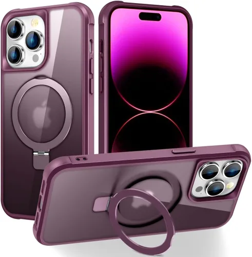 Miniatura 159 de CHAOFEnG Funda magnética compatible con iPhone 11 con soporte, prueba de caídas de grado militar, compatible con imán, anillo translúcido, parte