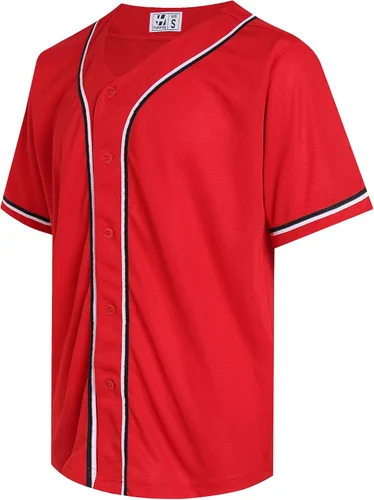 Miniatura 28 de Pullonsy Camiseta de béisbol en blanco para hombres y mujeres, camisas de manga corta con botones completos, hip hop, hipster, uniformes deportivos