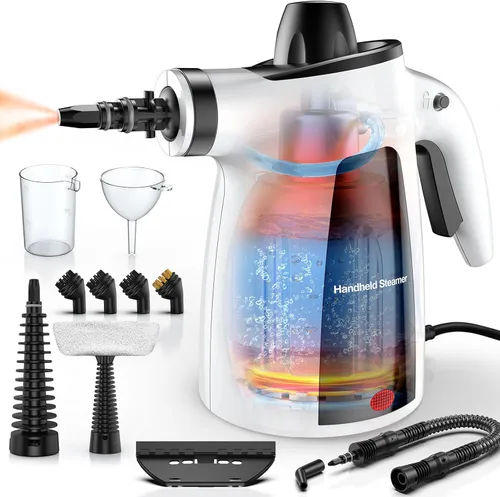 Miniatura 9 de LABIGO Limpiador a vapor, limpiador de vapor natural de mano presurizado multisuperficie con 12 accesorios y bloqueo de seguridad, vaporizador