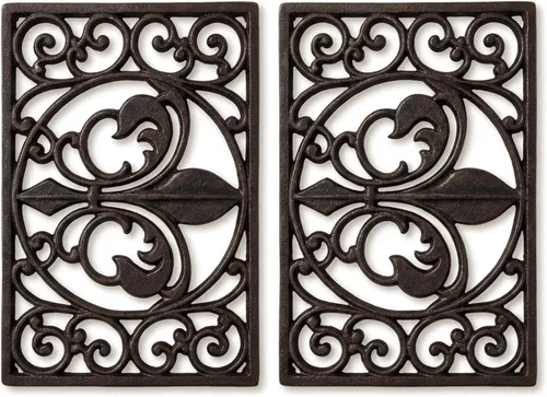 Miniatura 9 de Lulu Decor, Juego de 2 salvamanteles rectangulares de hierro fundido de 10 x 6 pulgadas, para platos calientes u ollas, salvamanteles duraderos