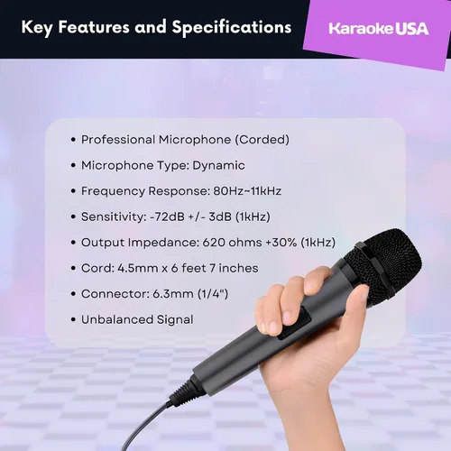 Miniatura 4 de Karaoke USA Micrófono dinámico profesional M187 (cableado), negro