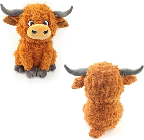 Miniatura 2 de Juguete de peluche de vaca de las tierras altas de 12 pulgadas, animal de peluche de gran tamaño, mullido, lindo y mullido ganado de las tierras