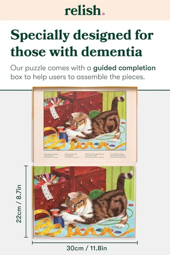 Miniatura 6 de Relish Rompecabezas de piezas grandes para personas mayores, rompecabezas de 13 piezas de la vida de un gatito, productos de demencia para ancianos