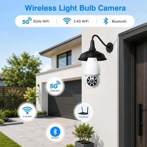 Miniatura 2 de Light Bulb Security Camera, 5G&2.4GHz WiFi Light Bulb Cameras Wireless Outdoor Indoor, Lightbulb Camera for Home Security, Two-Way Talk,Color Night