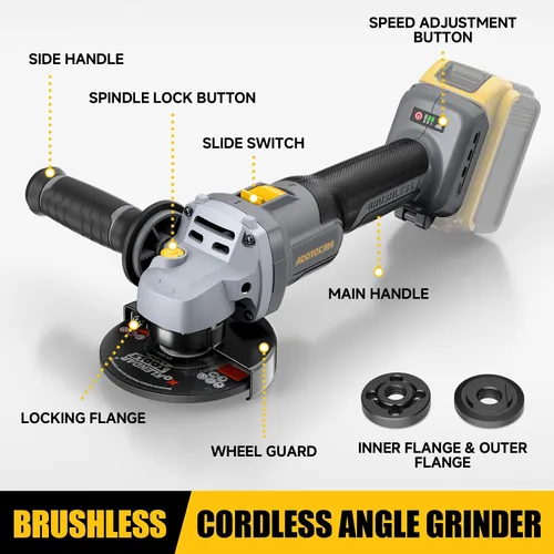 Miniatura 8 de Amoladora Angular, sin escobillas de 20 V, inalámbrica, 4-1/2 pulgadas, compatible con batería Dewalt (sin batería), con rueda de esmeril de metal