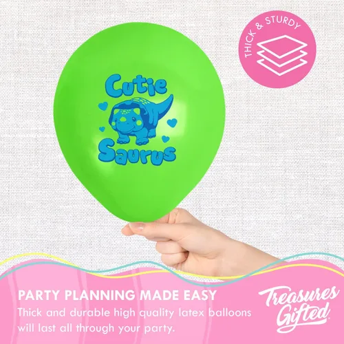 Miniatura 3 de Treasures Gifted Globo de dinosaurio para niña, paquete de 12, globos de látex de dinosaurio de 12 pulgadas, decoraciones de dinosaurio para niñas