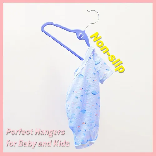 Miniatura 4 de Paquete de 30 perchas de terciopelo para niños, antideslizantes que ahorran espacio con mini ganchos en cascada, multicolor (rosa, lavanda, blanco)