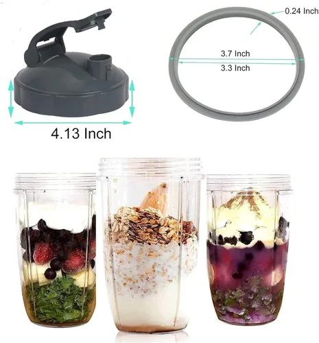 Miniatura 5 de 2 piezas de repuesto para licuadora Nutribullet tapas, 1 tapa plana y 1 tapa abatible para llevar Nutribullet de 600 W y 900 W 18/24/32 onzas