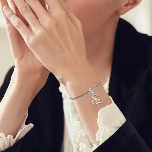 Miniatura 25 de PROESS Dije para padre, madre e hija, pulsera de plata de ley para pulseras, regalos de cumpleaños, día de San Valentín, para hija, madre, amante